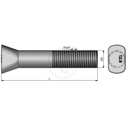 BOUL. TC 2 Méplats 16*90 + Ecrou Nylon