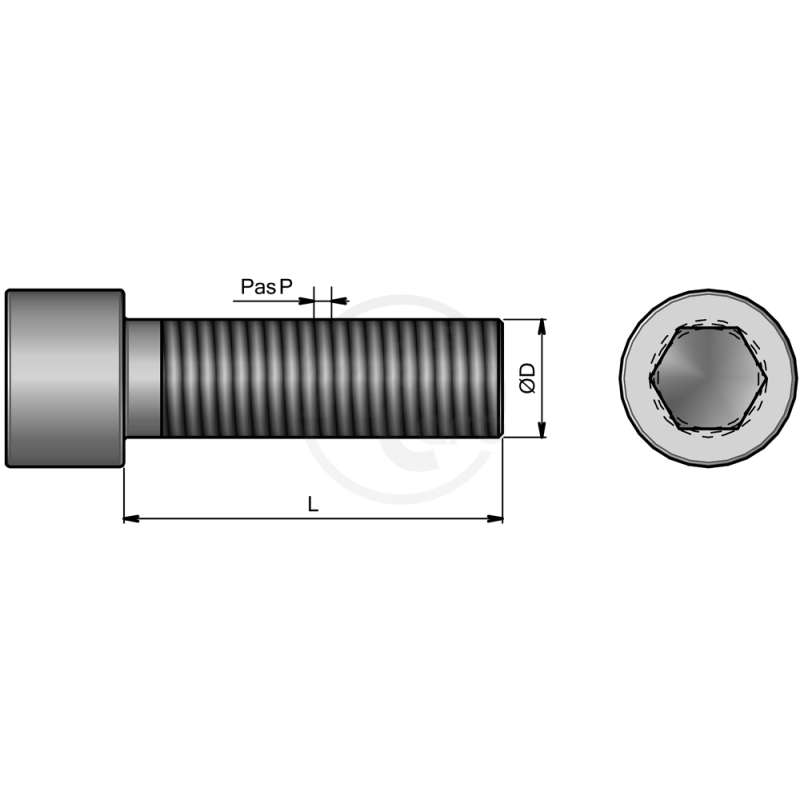 BOUL. Tête HC Cylindrique - Pas 150 - 14*45