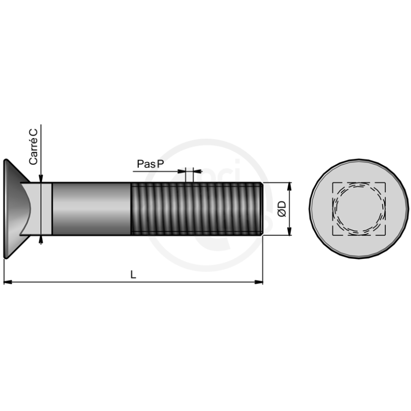 Bolt with square neck 12.9